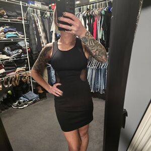 Forever 21 Black Mesh Panel Mini Dress